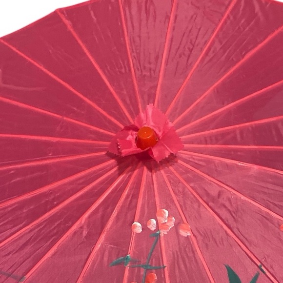 Pink Japanese Parasol Chinese Nylon Umbrella for Photos Costumes Wedding Sz 32” - Picture 9 of 12